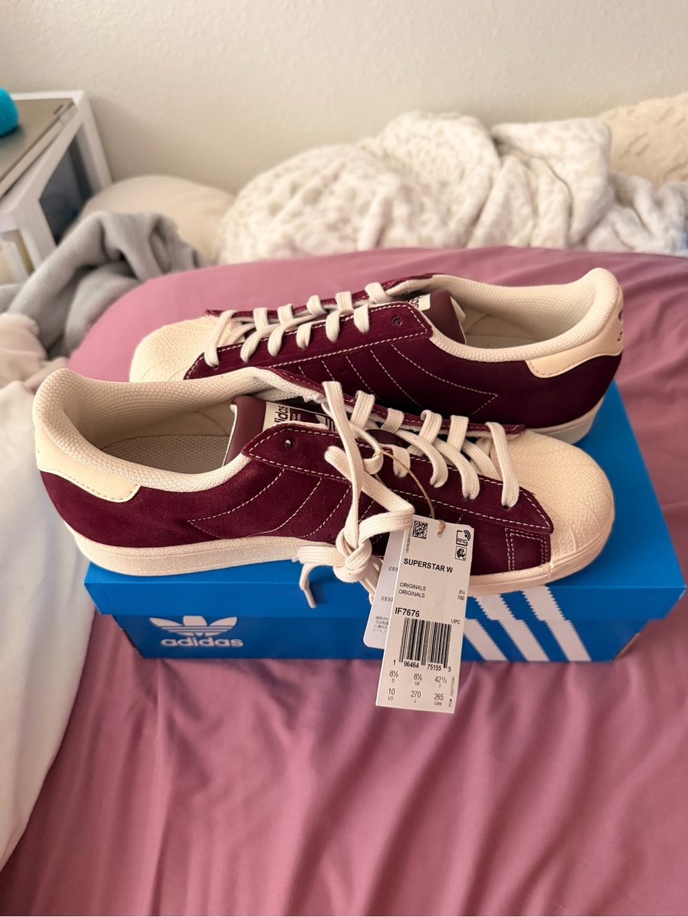 adidas Women's Superstar Sneakers in Burgundy and Cream